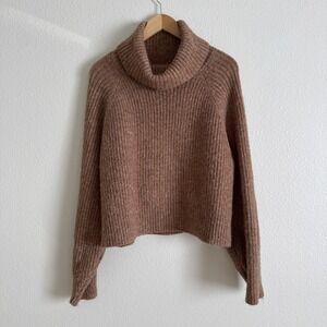 Old Navy Turtleneck Sweater Chunky Knit Warm Brown Womens Size Large